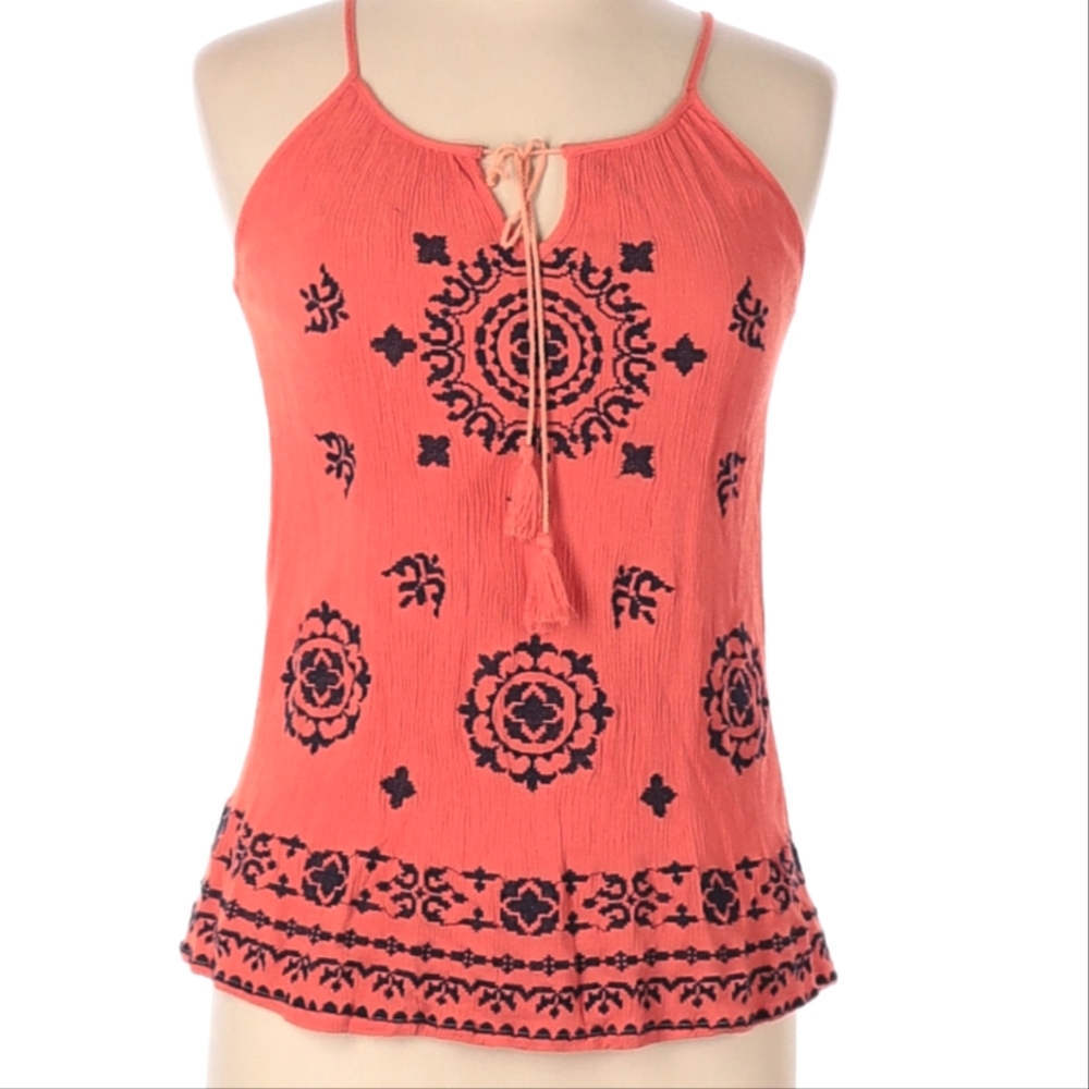 Coral Boho Travel Blouse. Small.